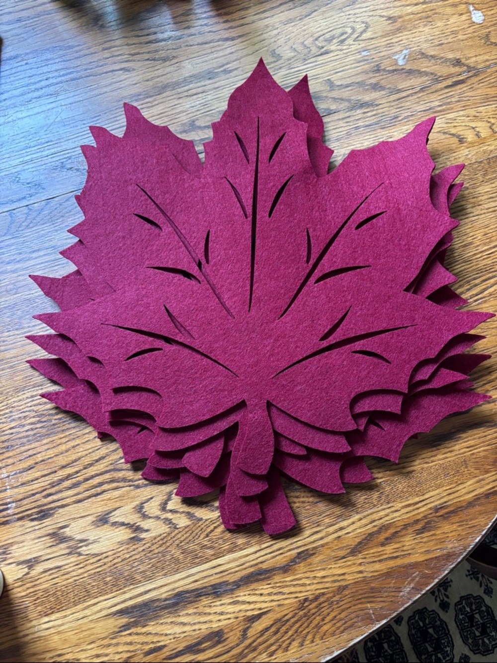 Burgundy Felt Maple Leaf Placemats - Set of 6